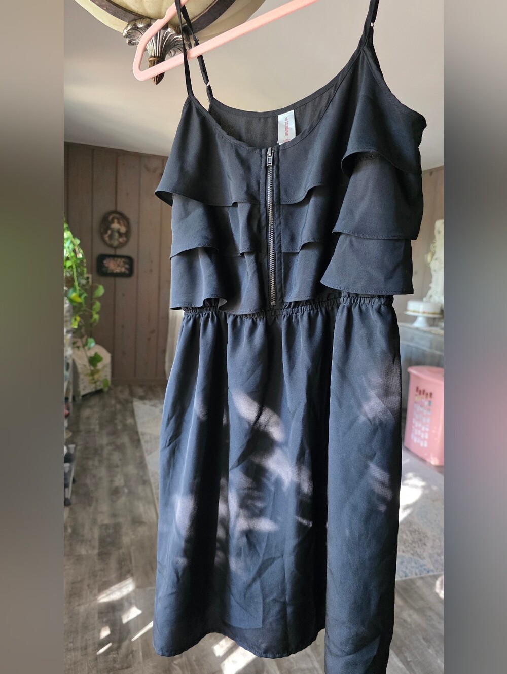 No Boundaries Black One-Shoulder Ruffle Zip Dress